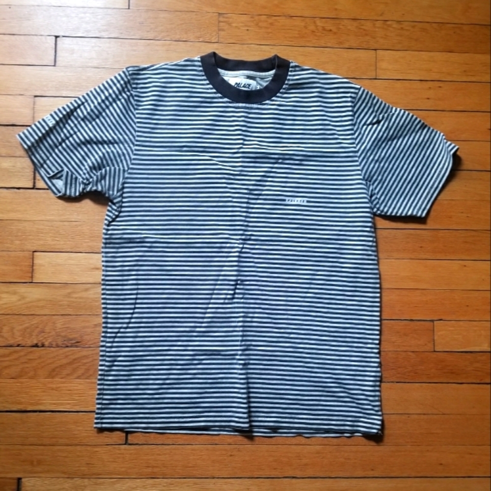 Palace aquabat striped t-shirt black white grey size Large deadstock
